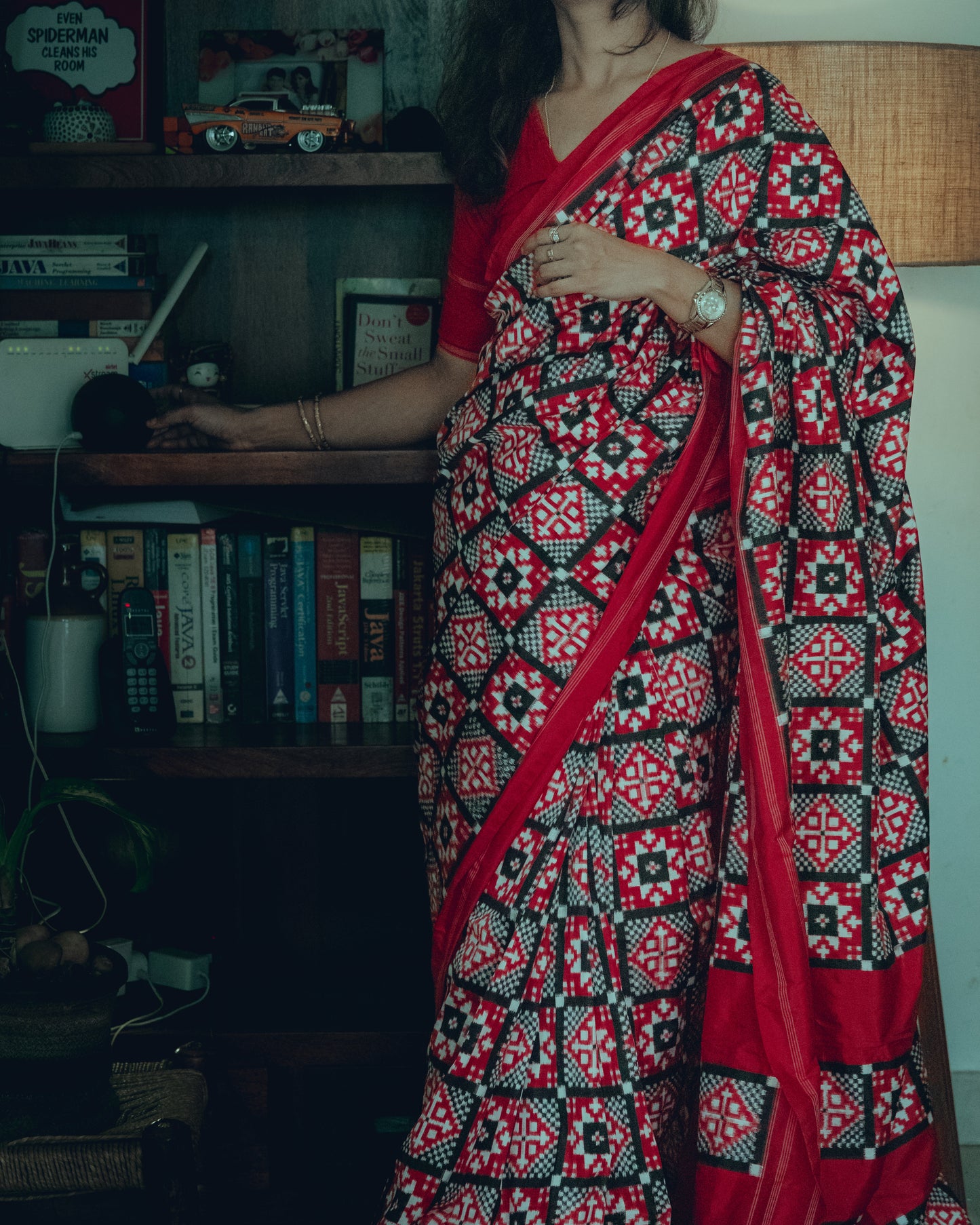 Telia Rumal Double Ikkat Silk Saree