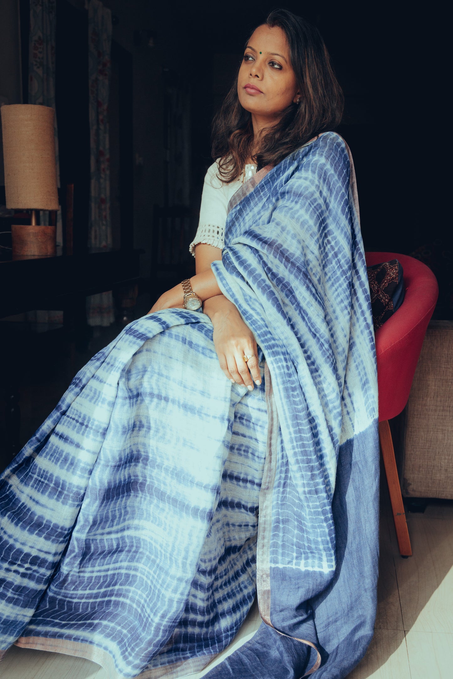 Exclusive Syutikargha Linen Saree Tie-Dye Shibori