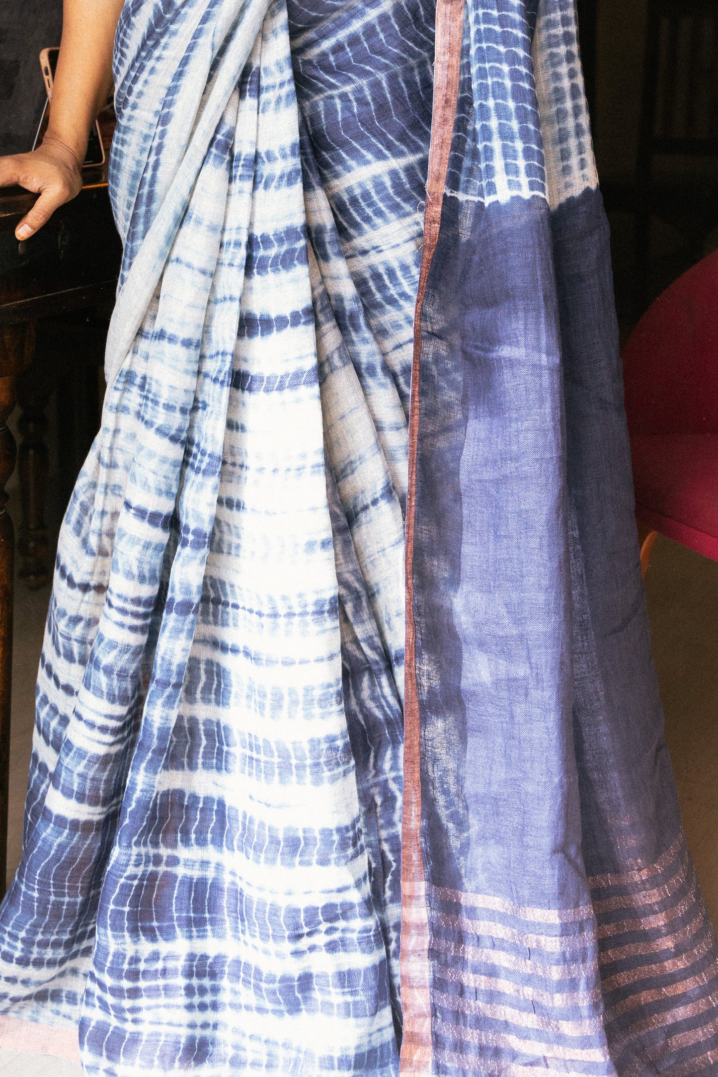 Exclusive Syutikargha Linen Saree Tie-Dye Shibori