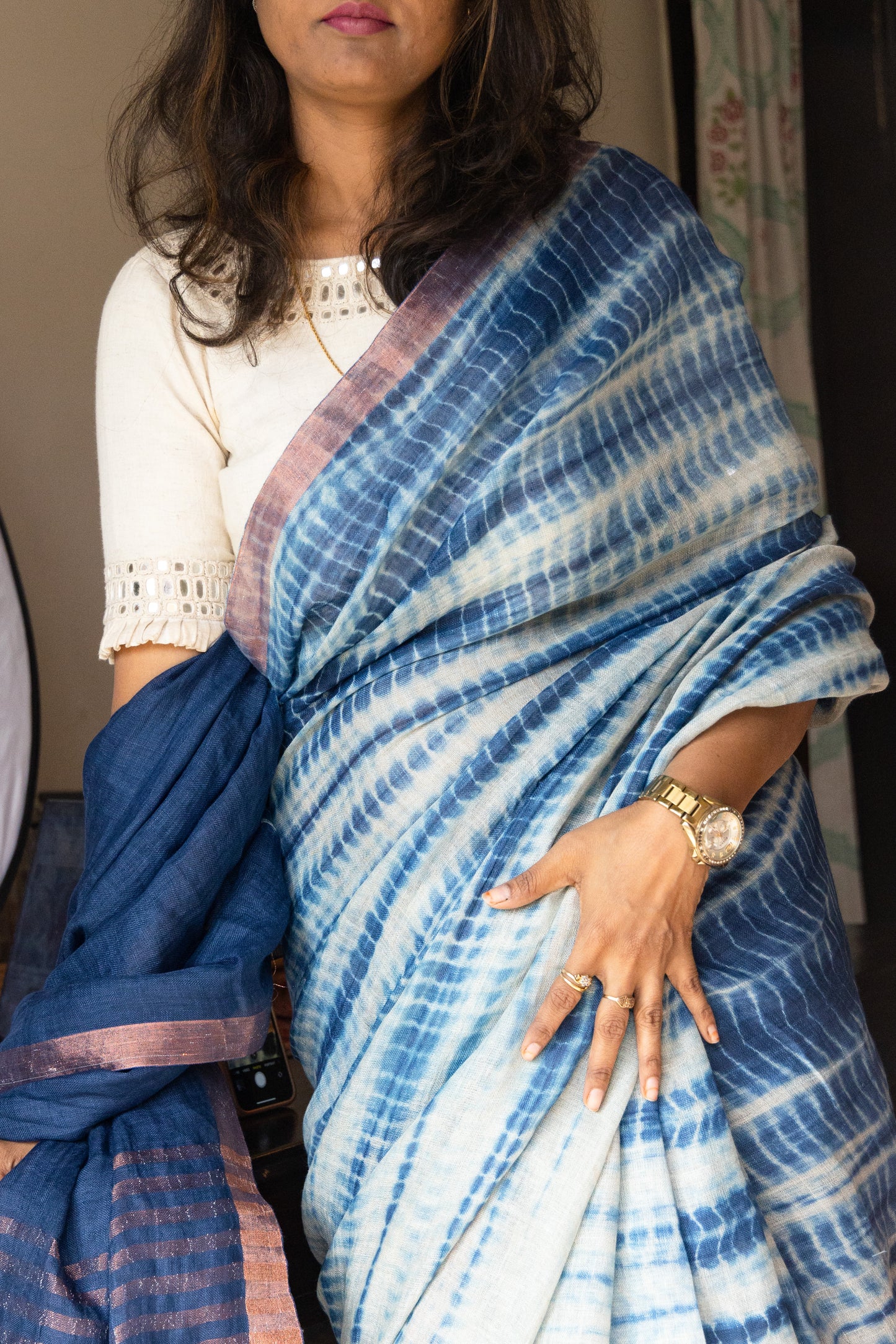 Exclusive Syutikargha Linen Saree Tie-Dye Shibori
