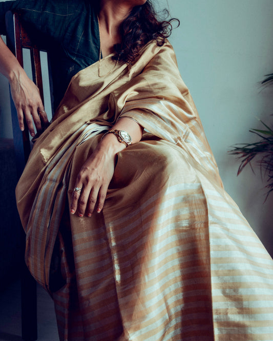 Tissue Chanderi silk Saree (half n half)