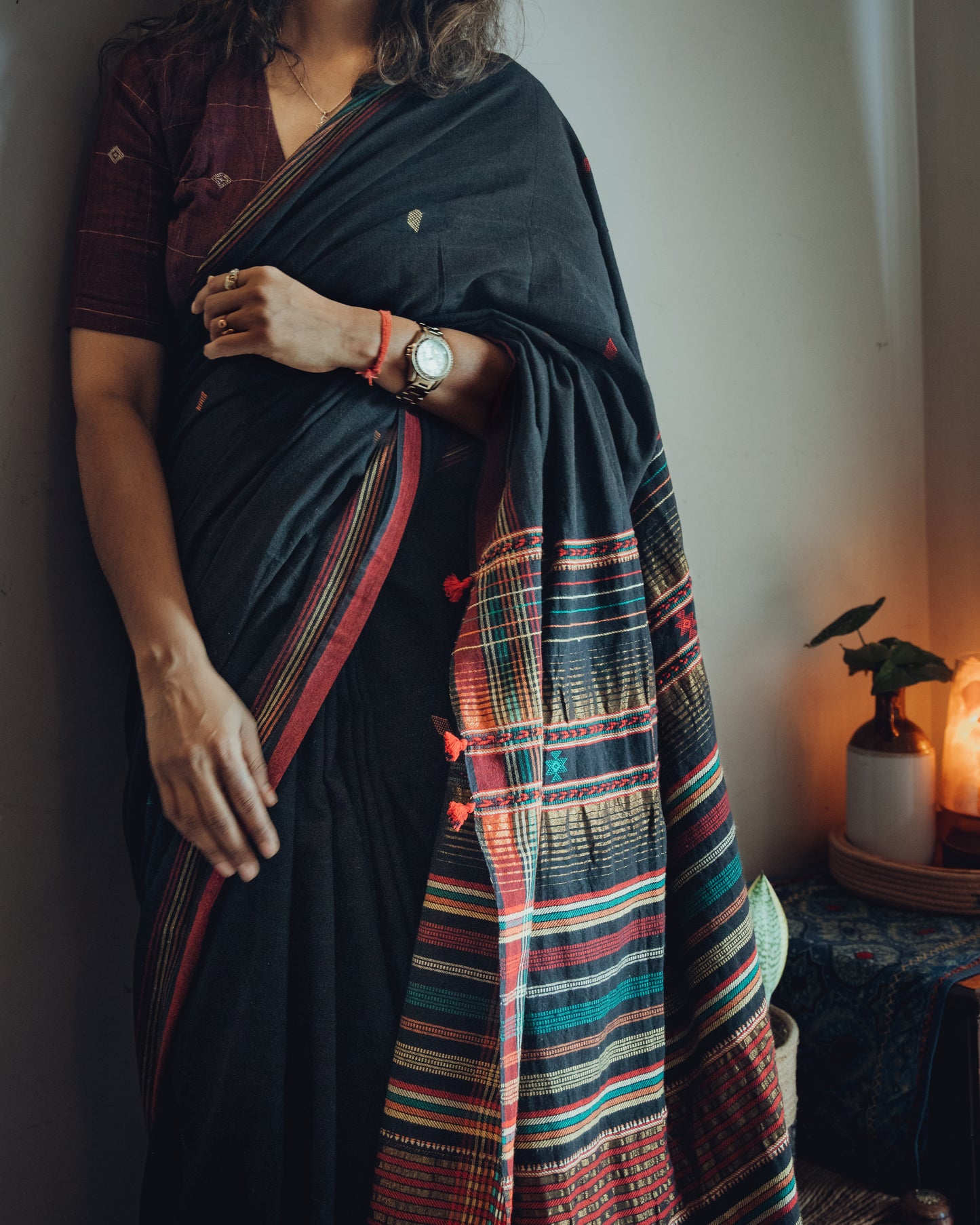 BHUJODI KALA ORGANIC COTTON SAREE(GOLD ZARI WORK PALLU)