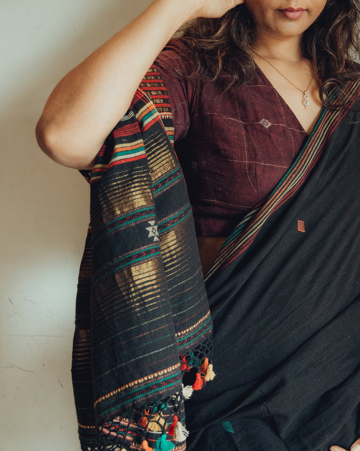 BHUJODI KALA ORGANIC COTTON SAREE(GOLD ZARI WORK PALLU)