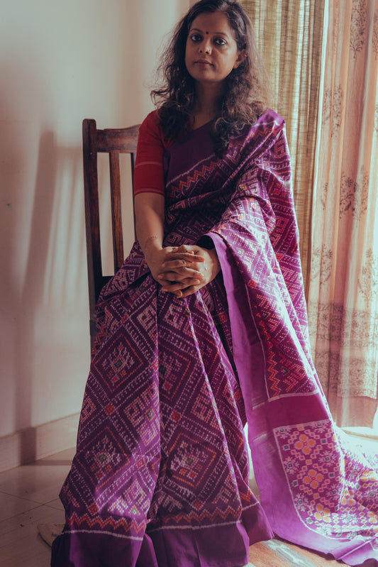 Mulberry Silk  Ikkat Saree