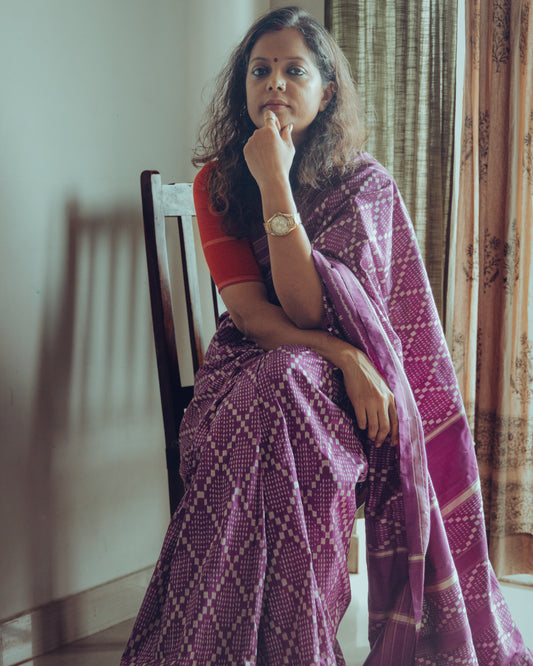 Mulberry Silk  Ikkat Saree