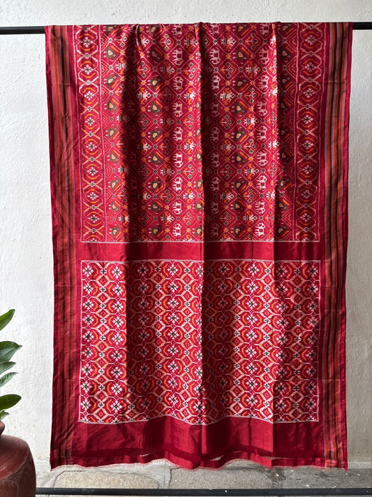Handloom Mulberry Silk Patola Ikat Pochampally Saree
