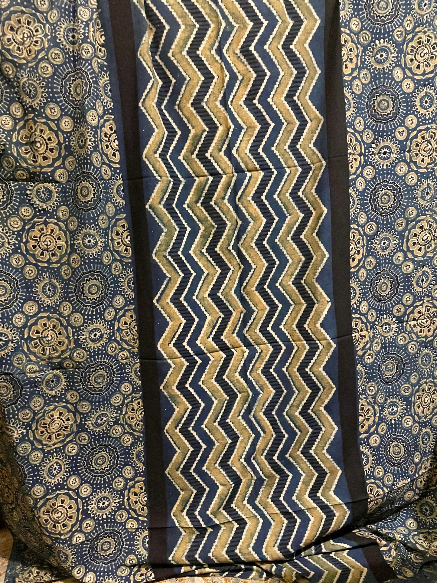 Indigo& Olive hand printed cotton ajrakh kurta material