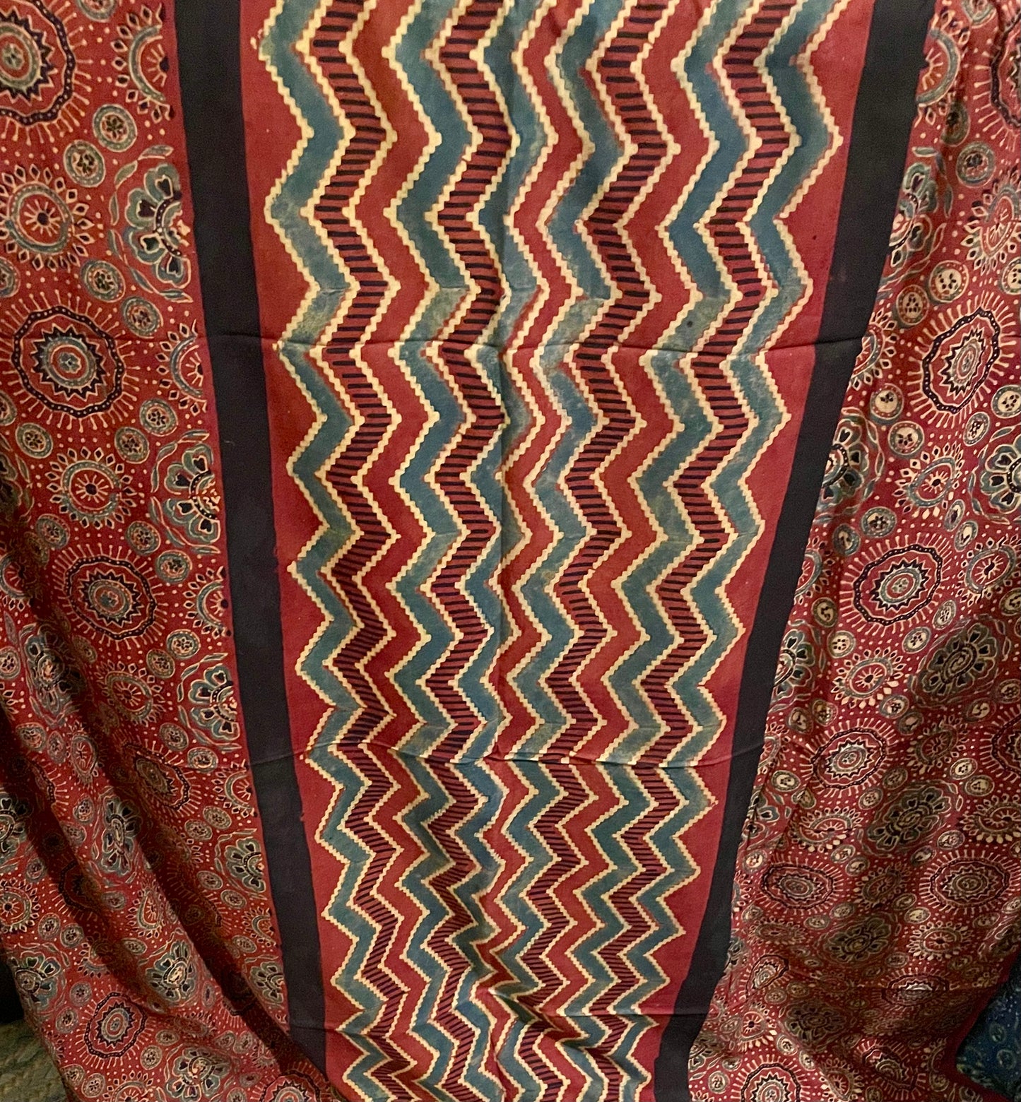Maroon hand printed cotton ajrakh kurta material