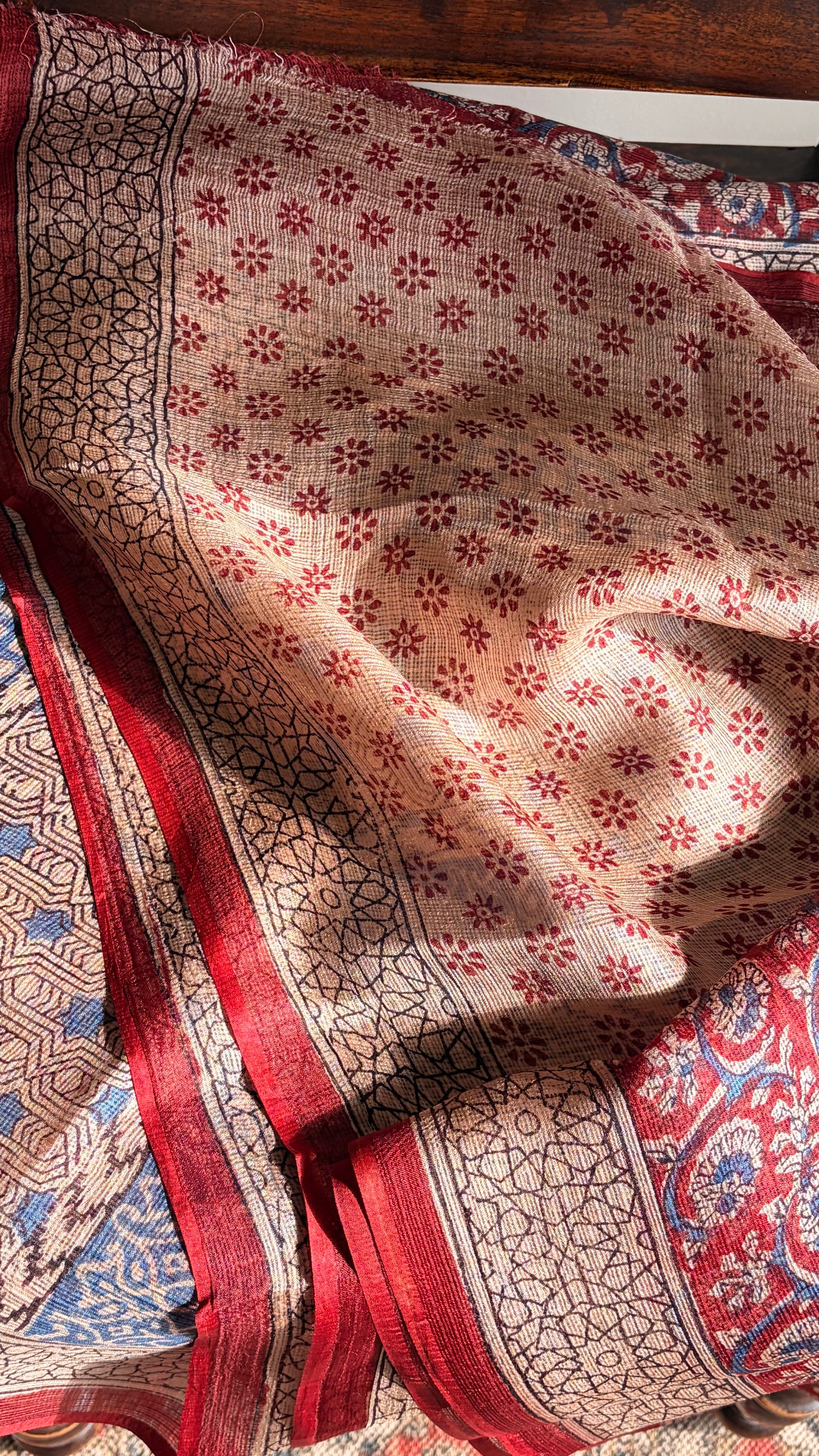 Kota Silk With Handblock Bagh Printed.