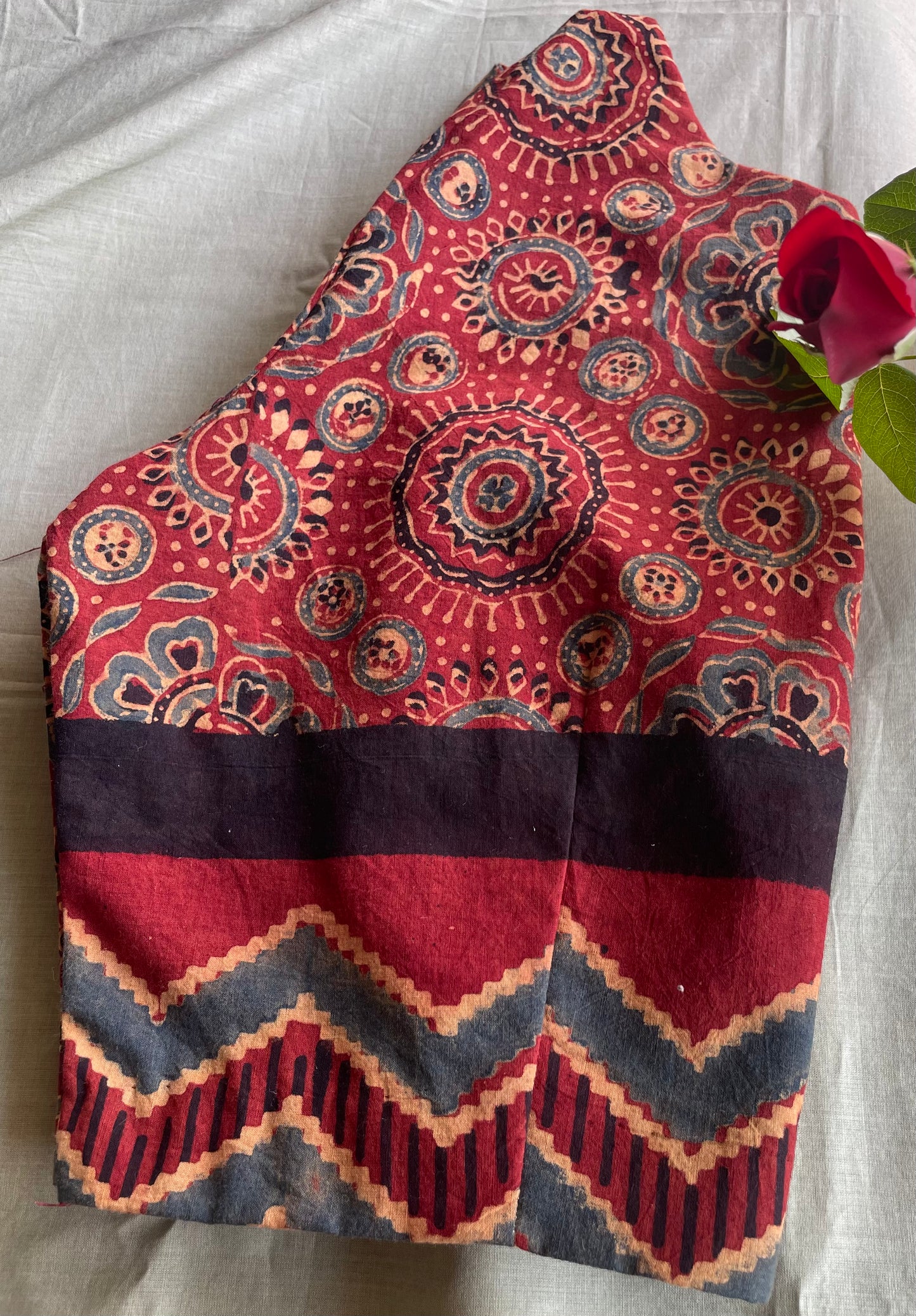 Ajrakh Cotton Blouse Maroon