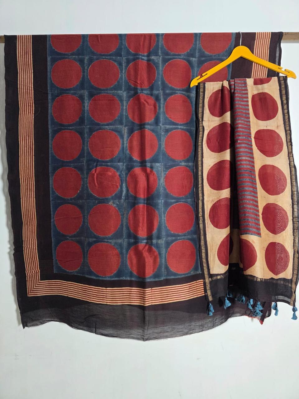 AJRAKH CHANDERI SILK HANDBLOCK SUIT SET.