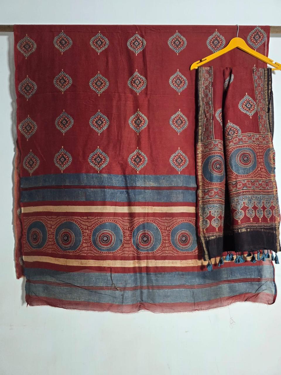 AJRAKH CHANDERI SILK HANDBLOCK SUIT SET