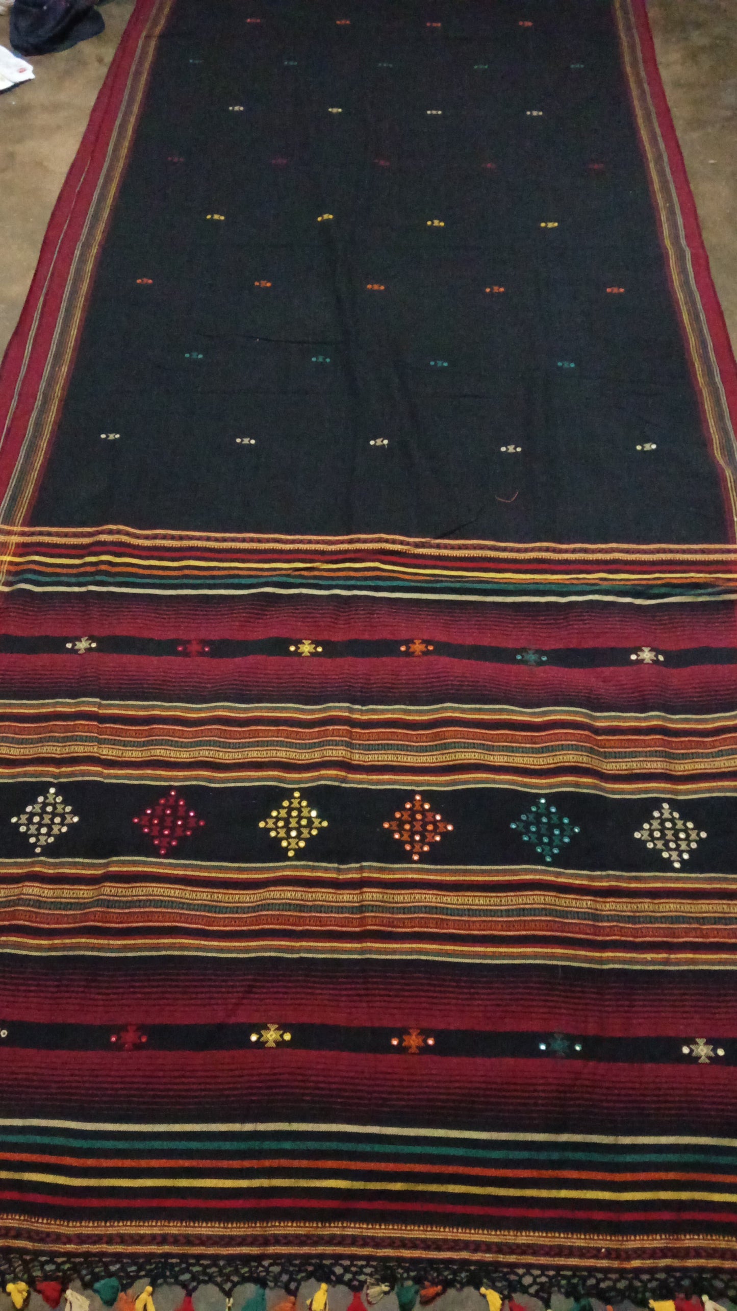 BHUJODI ORGANIC COTTON SAREE (MIRROR WORK)