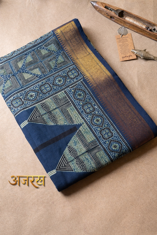 AJRAKH  MUL COTTON (Zari Border)