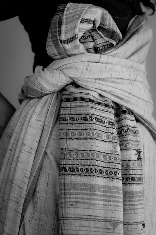BHUJODI SAREE - TUSSAR SILK MIRROR WORK