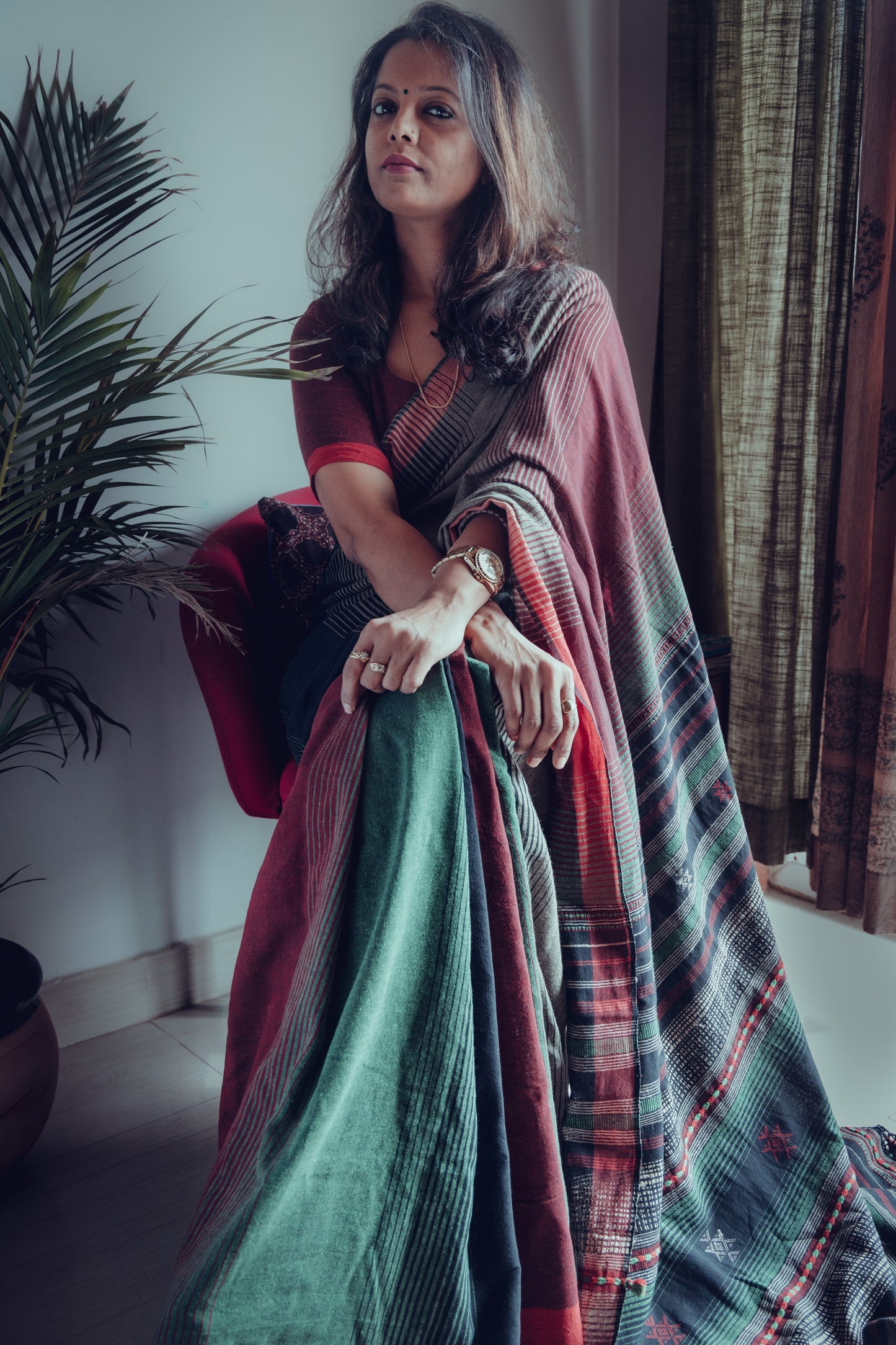 EXCLUSIVE SYUTIKARGHA BHUJODI KALA ORGANIC COTTON SAREE MULTI COLOUR