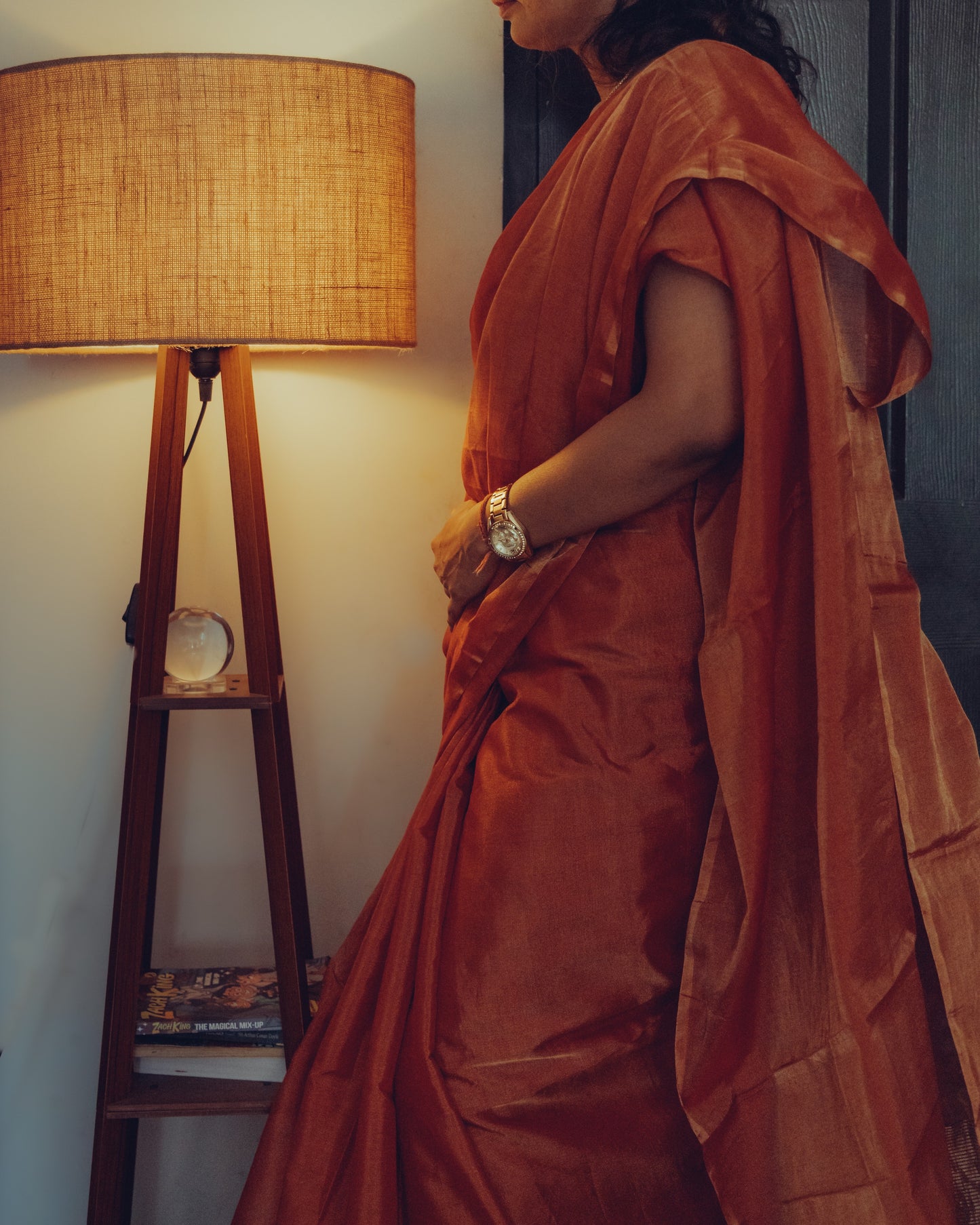 Tissue Chanderi (Red Metallic) Sari.