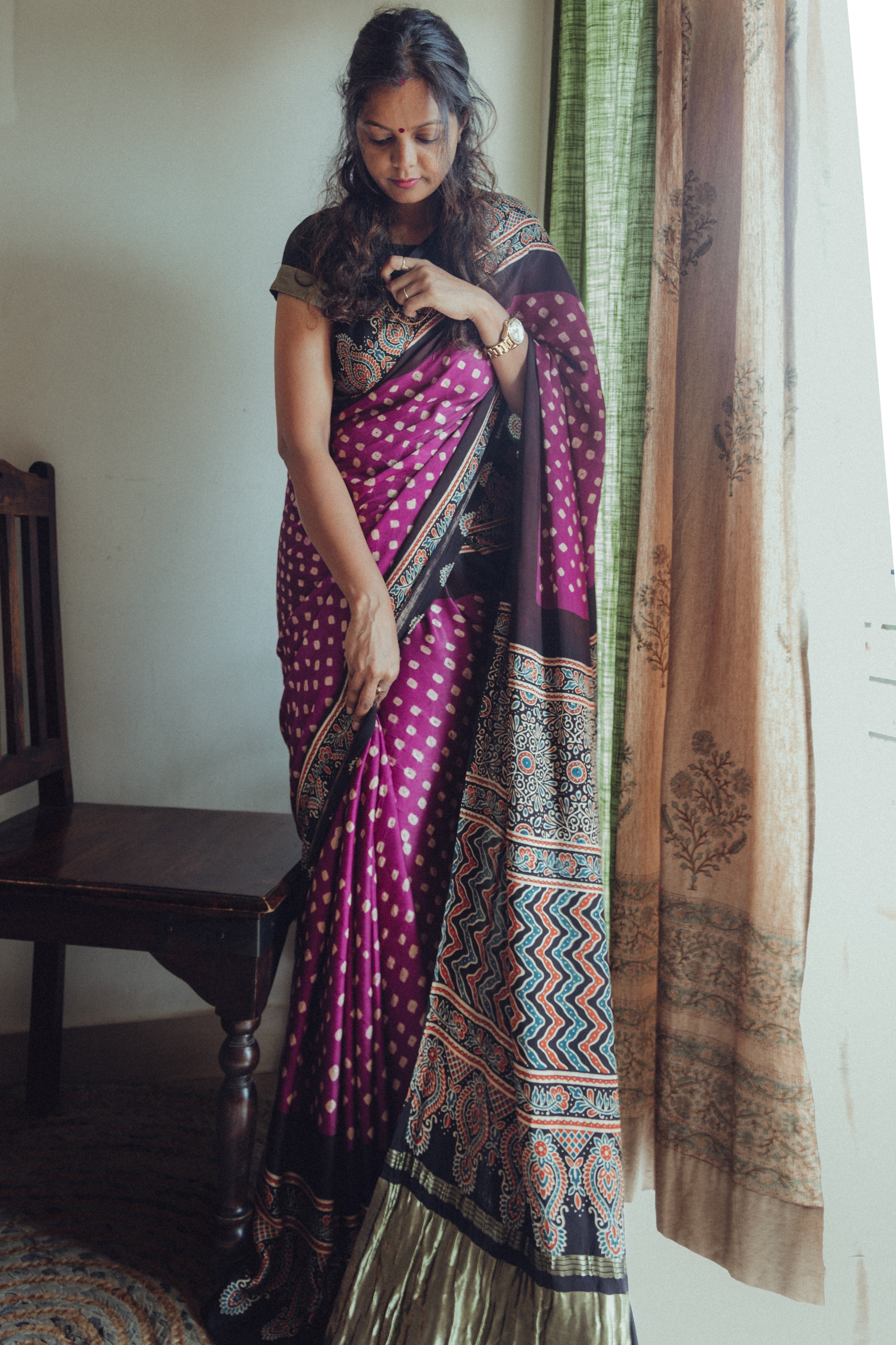Modal Silk Kani Saree With Floral Pattern | Angad Creations