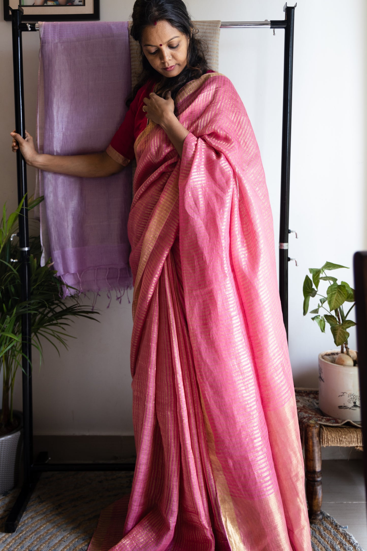 Bubblegum Linen Saree