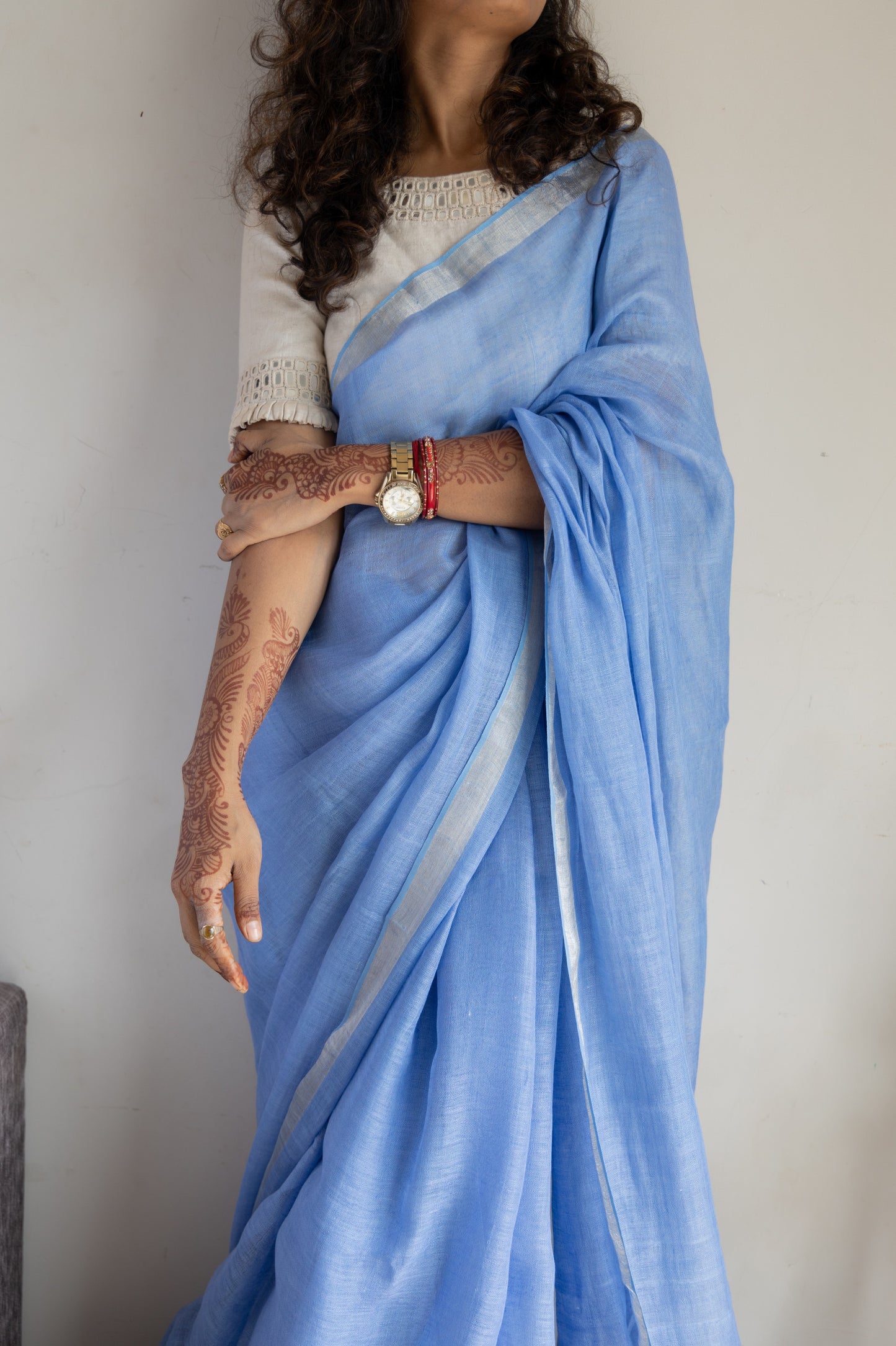 Ultramarine Linen Saree