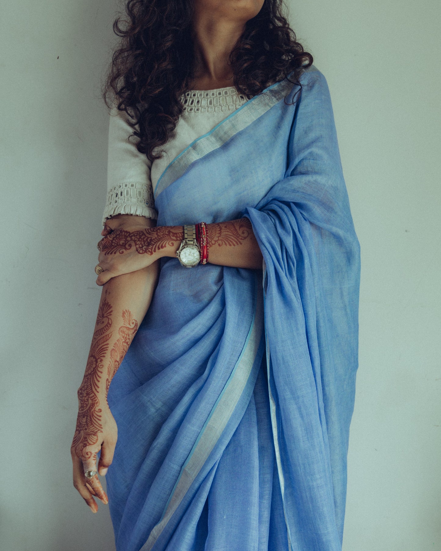 Ultramarine Linen Saree