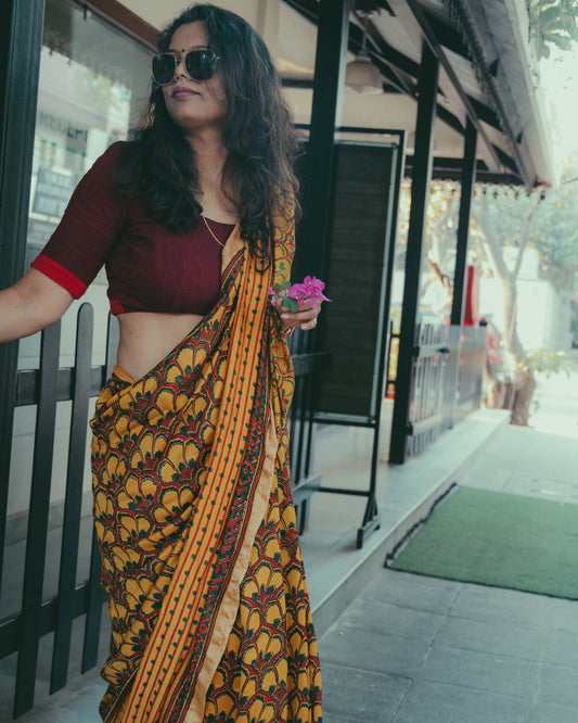 AJRAKH MULBERRY SILK SAREE