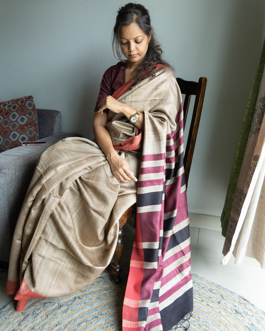 Handloom Tussar Silk Saree