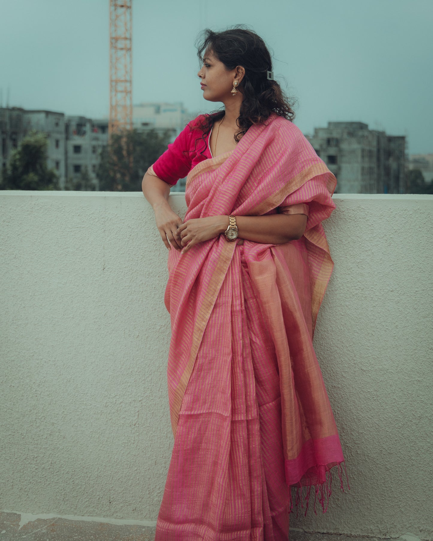 Bubblegum Linen Saree