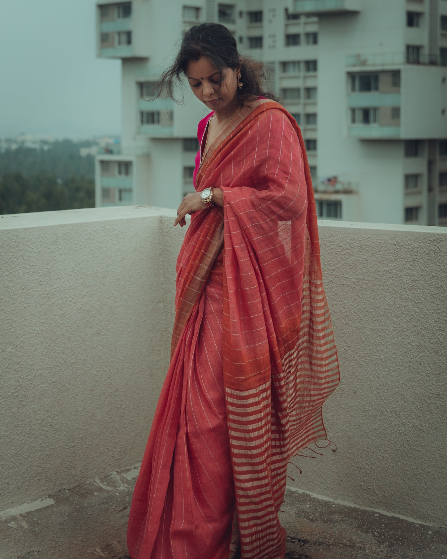 Azalea Linen Saree