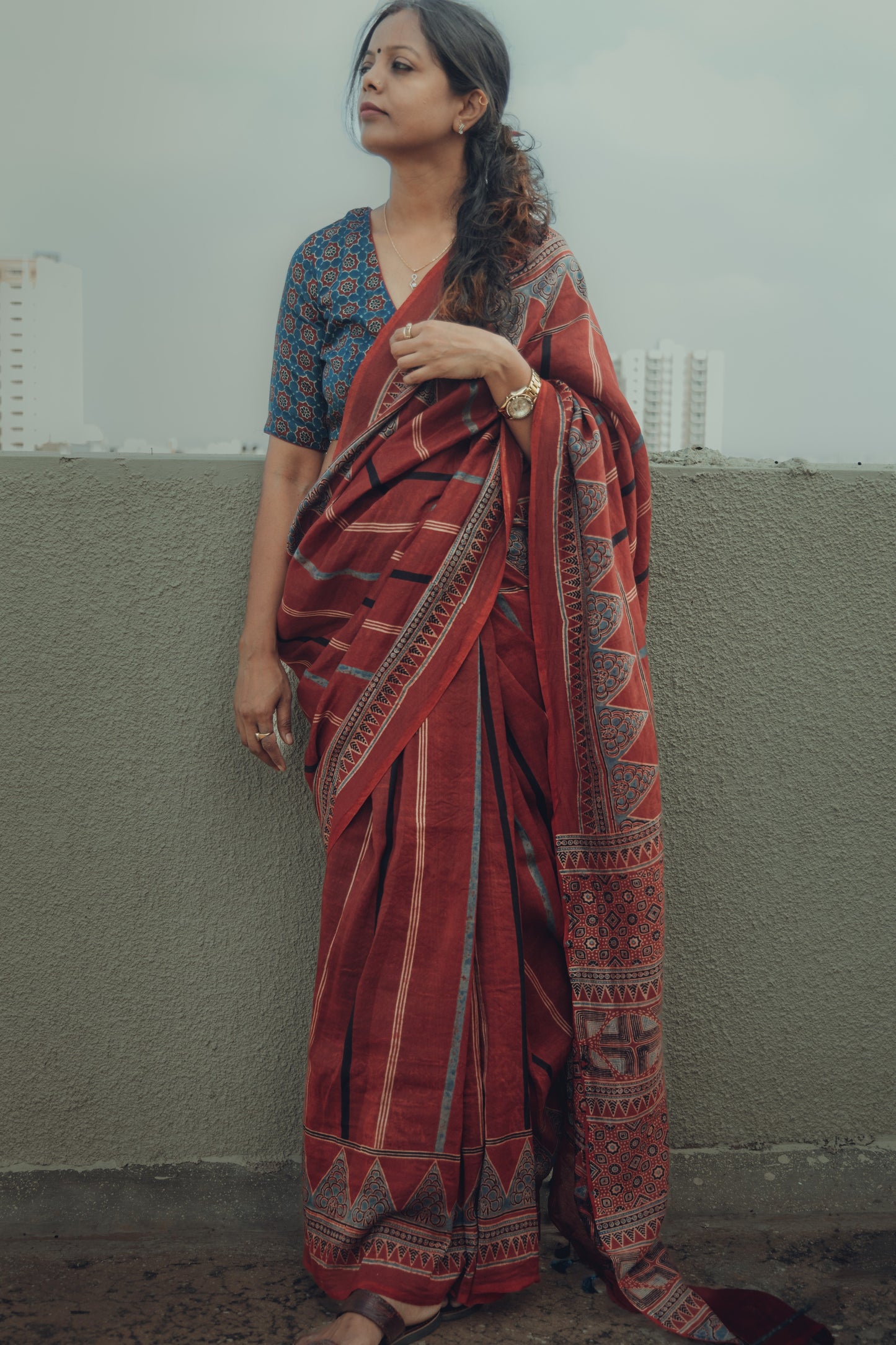 AJARKH CHANDERI SAREE.