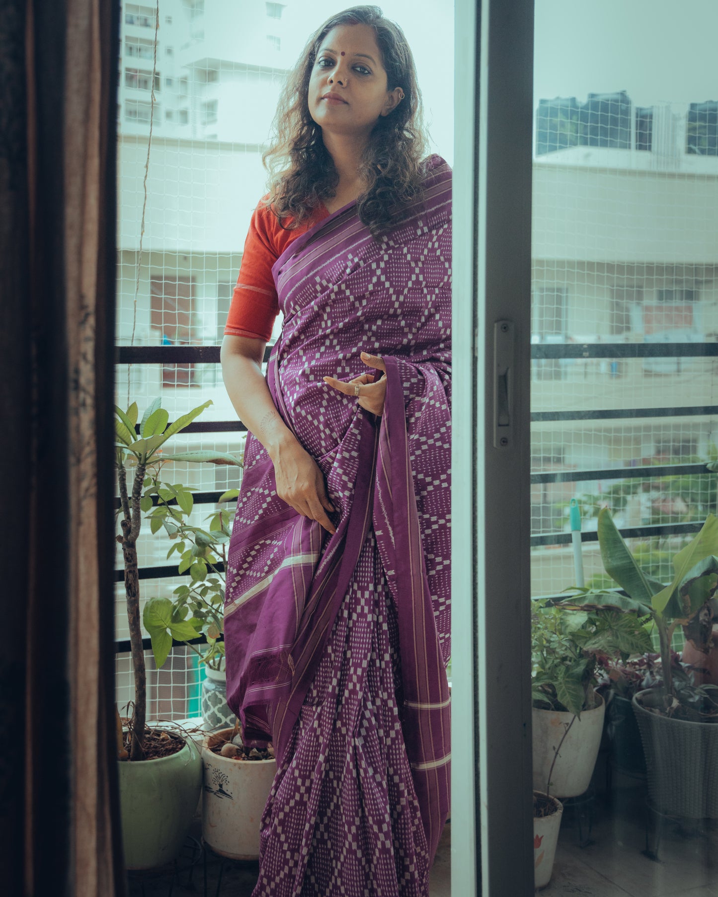 Mulberry Silk  Ikkat Saree