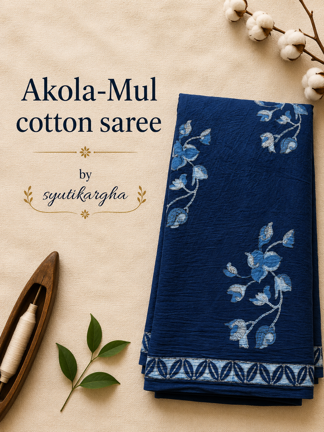 Akola - Mul cotton hand block printed saree #4