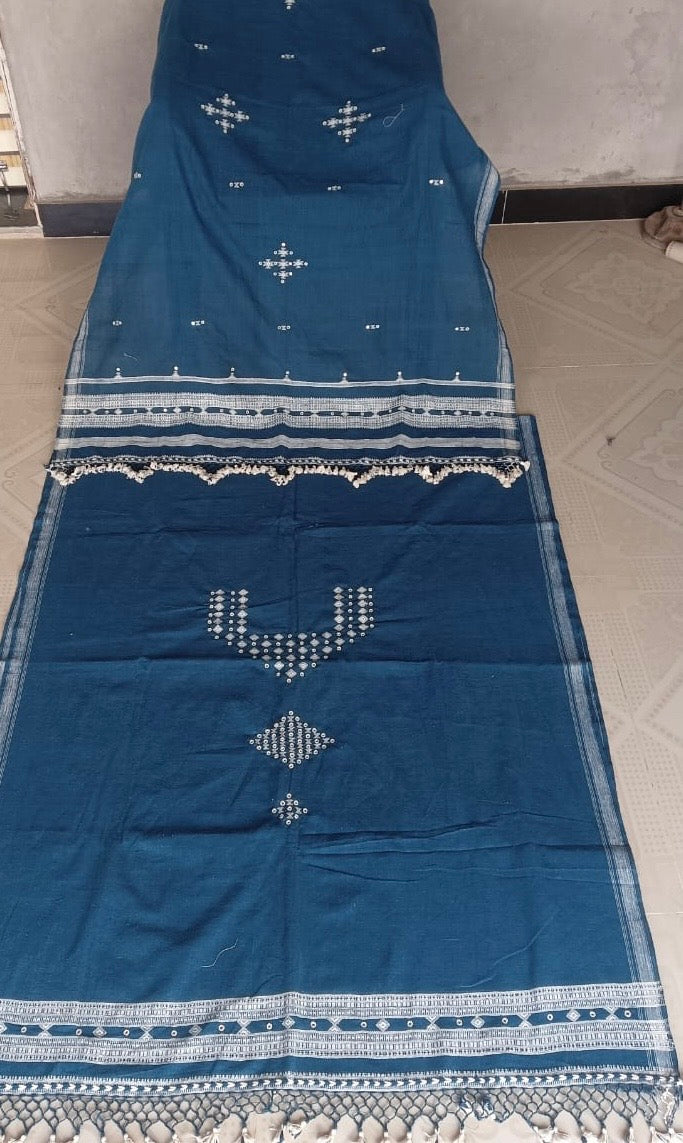 BHUJODI KALA COTTON MIRROR WORK SUIT-SET(KURTA ,BOTTOM & DUPATTA)- 3Piece