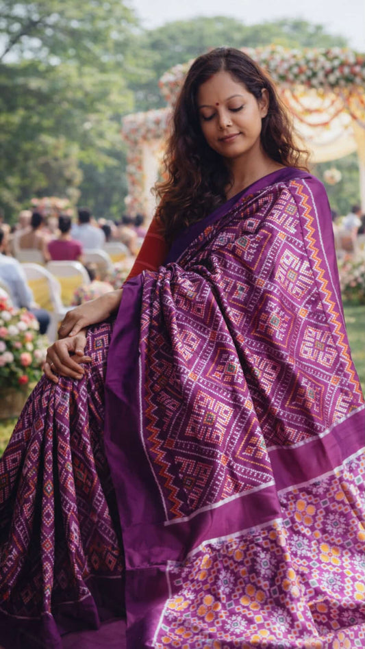Mulberry Silk  Ikkat Saree