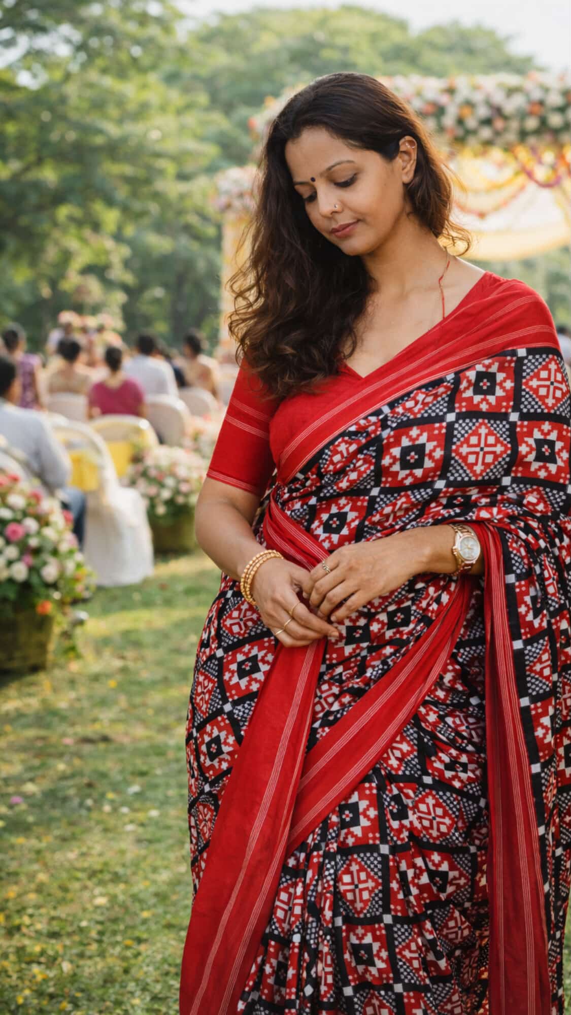 Telia Rumal Double Ikkat Silk Saree