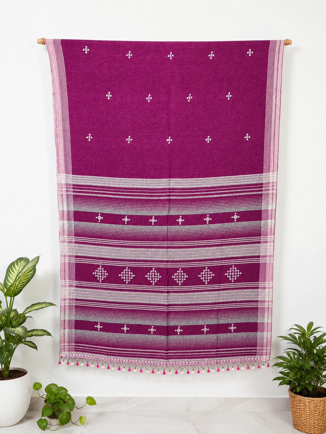 BHUJODI KALA ORGANIC COTTON SAREE (Mirror Work)