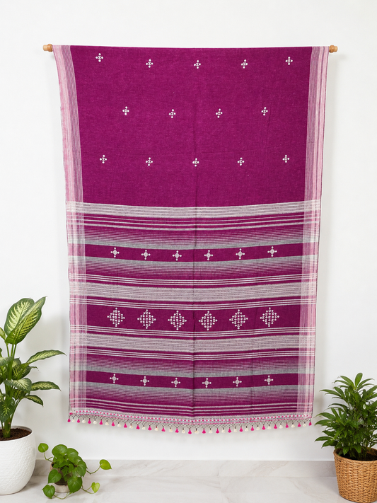 BHUJODI KALA ORGANIC COTTON SAREE (Mirror Work)