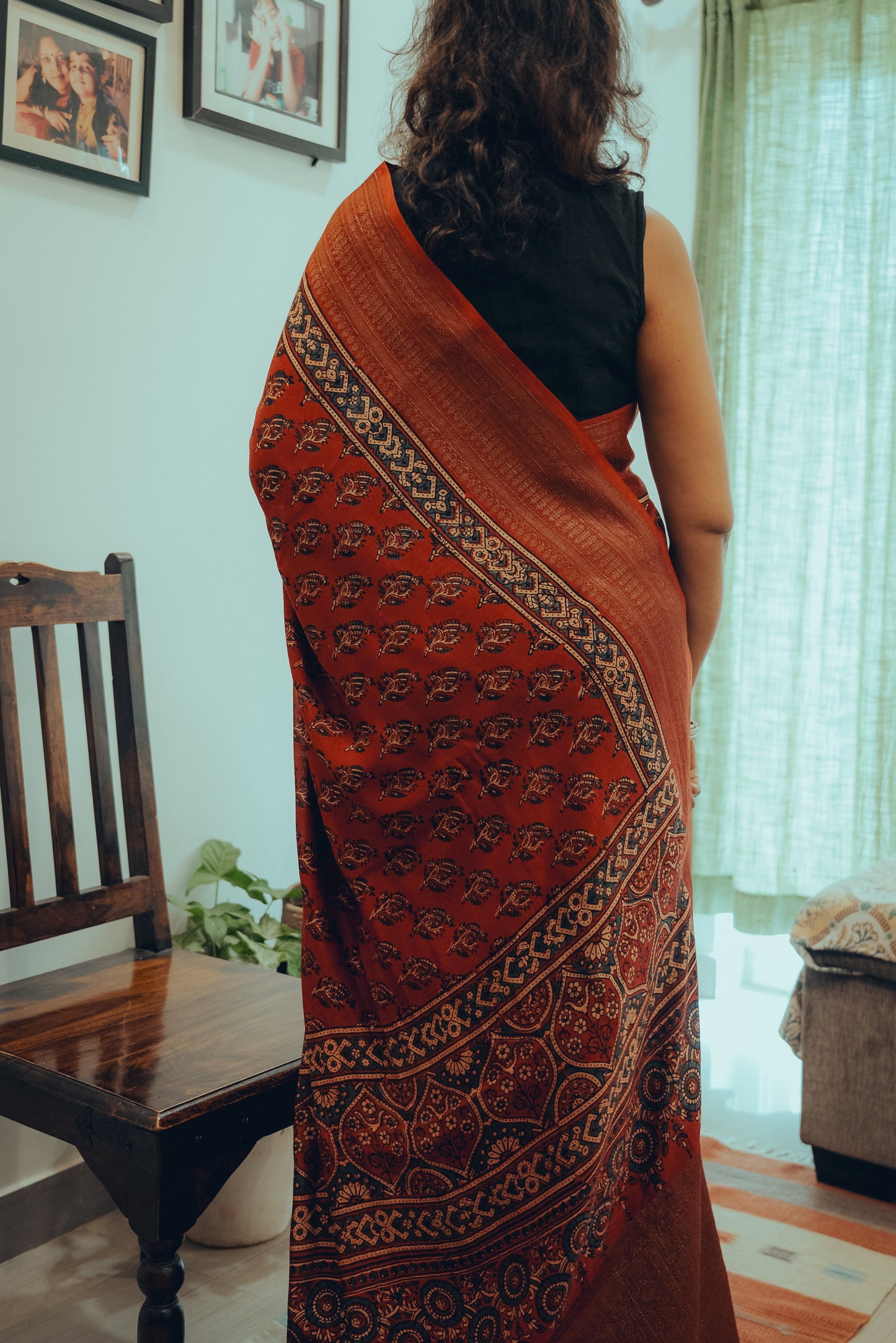 AJARKH CHANDERI SAREE JACQUARD ZARI PALLU
