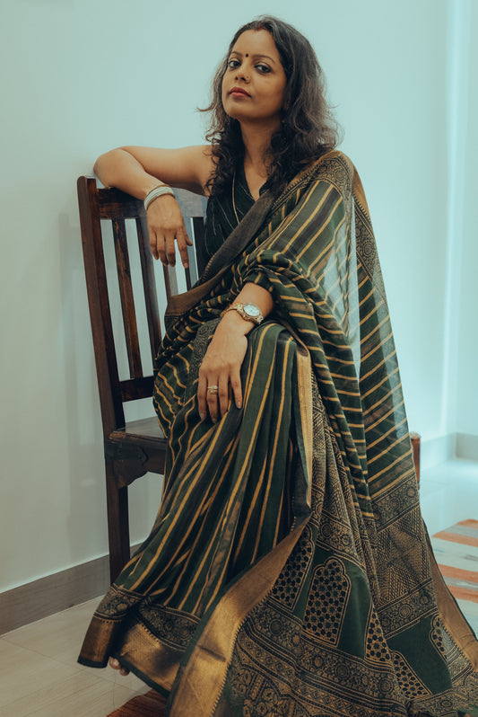 AJRAKH COTTON (Zari Border & Pallu)