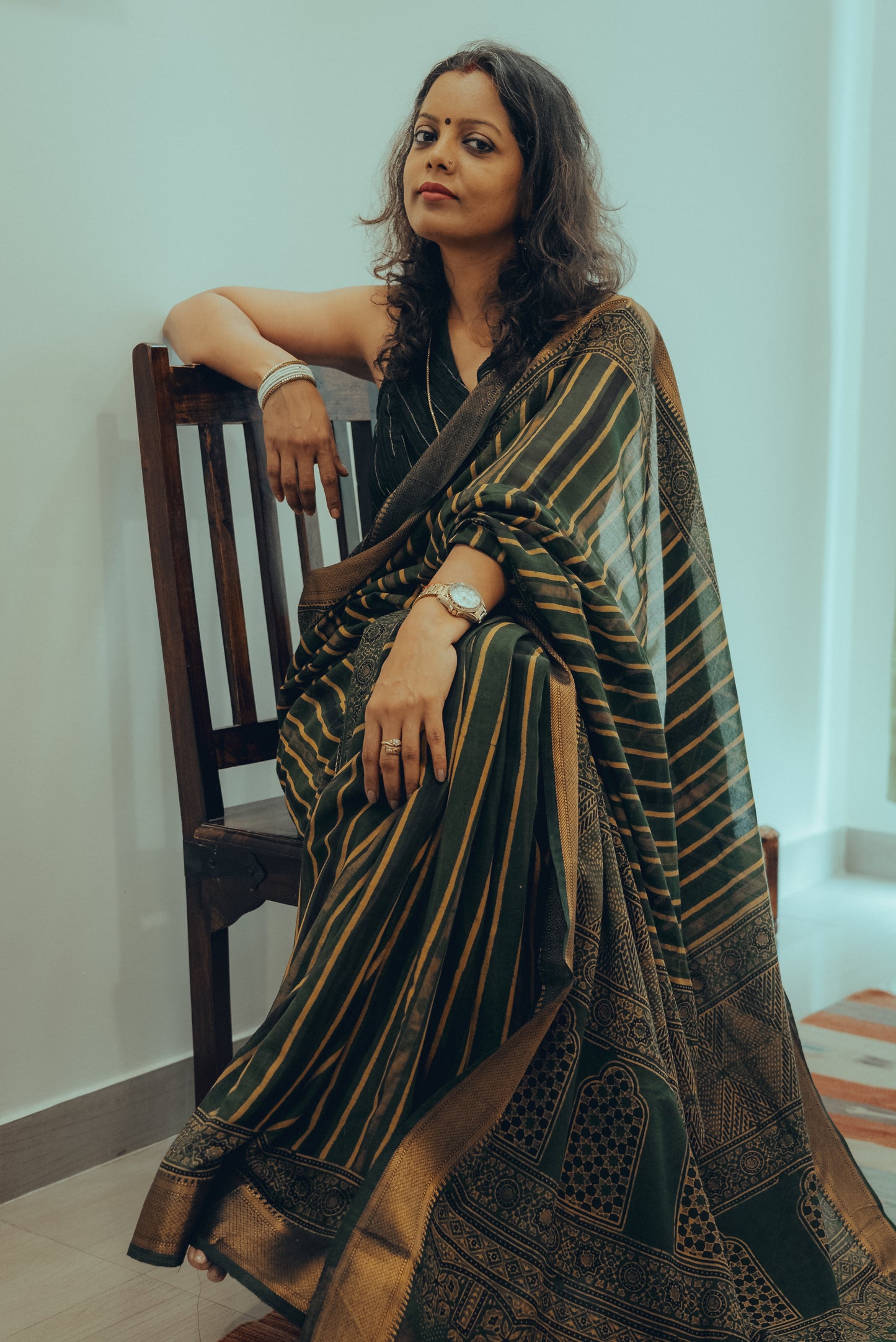 AJRAKH COTTON (Zari Border & Pallu)