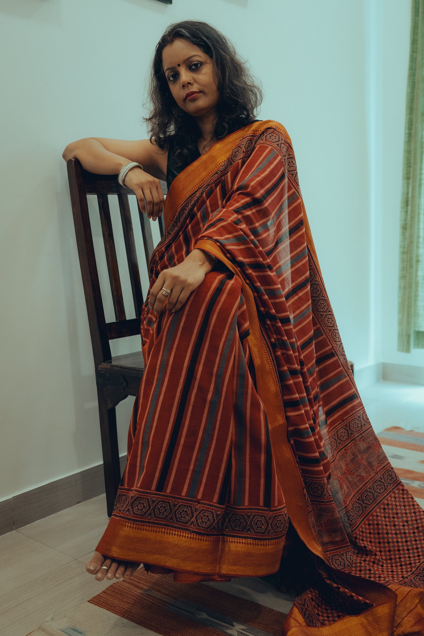 AJRAKH COTTON (Zari Border & Pallu)