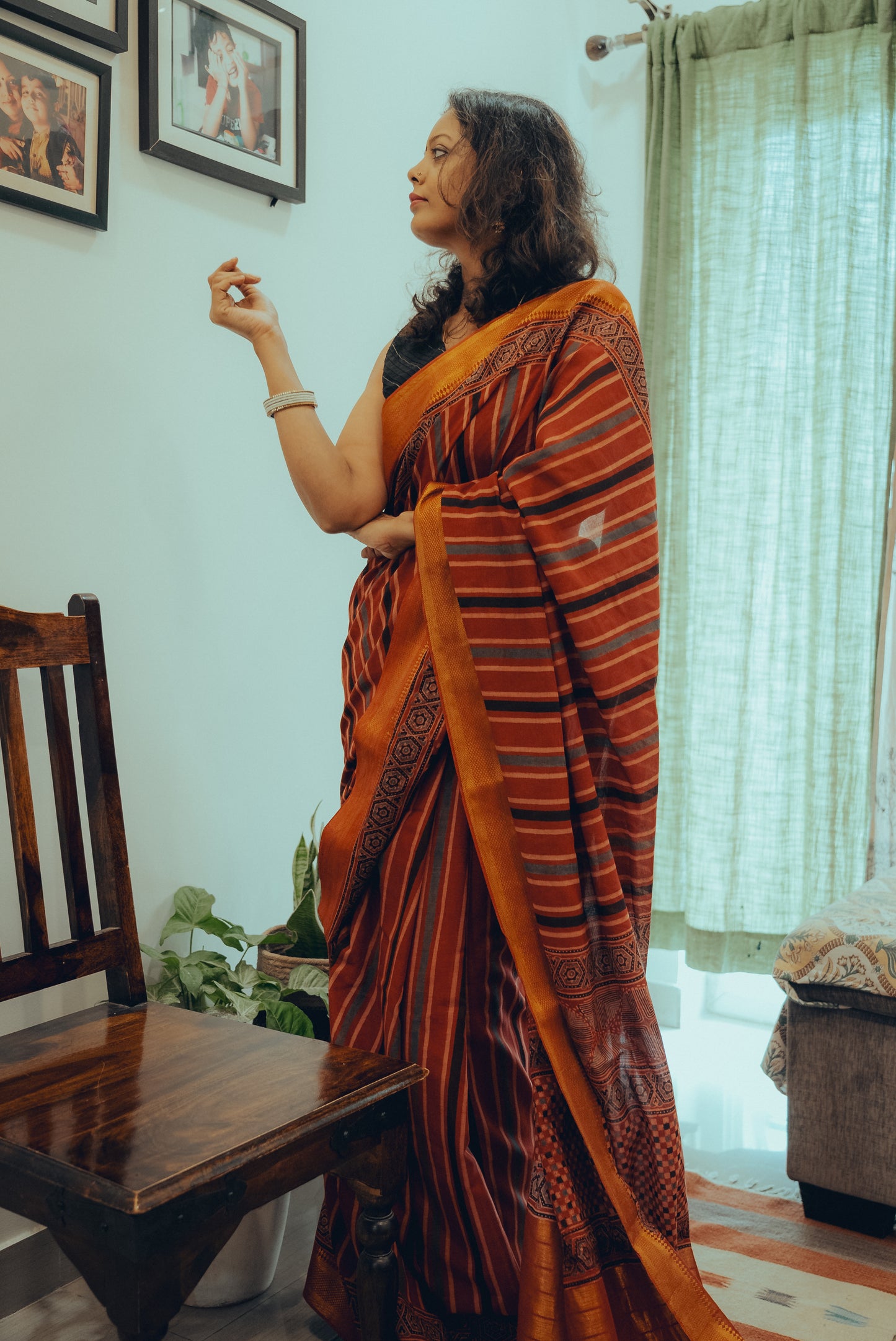 AJRAKH COTTON (Zari Border & Pallu)