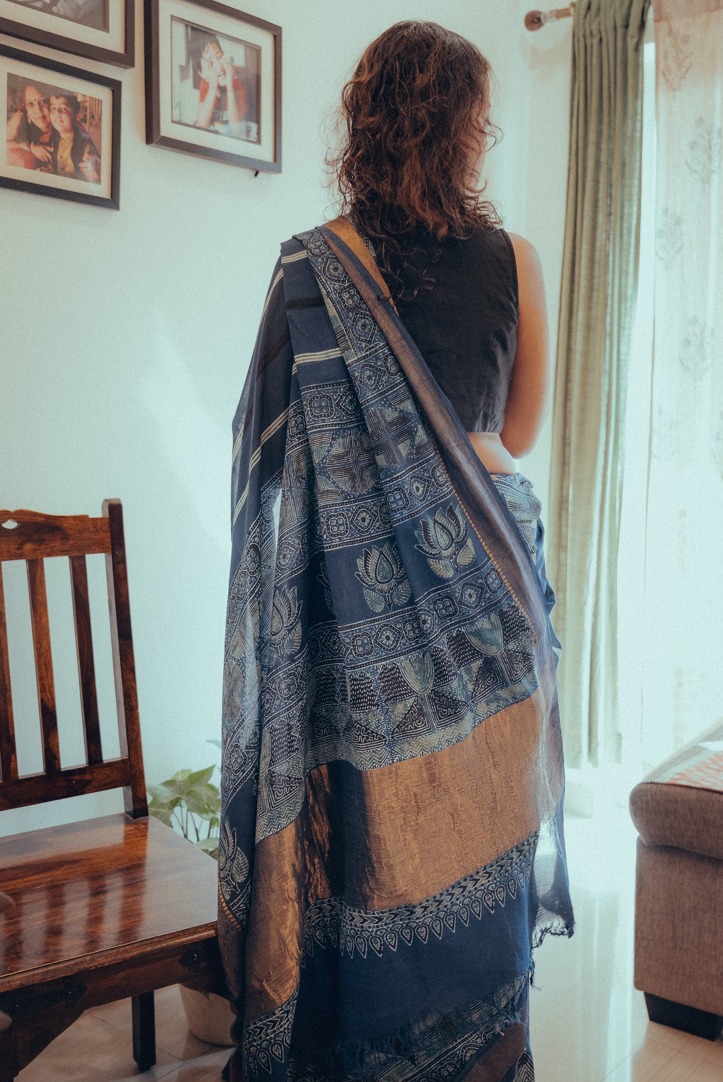 MADURAI COTTON AJRAKH (Zari Border & Pallu)