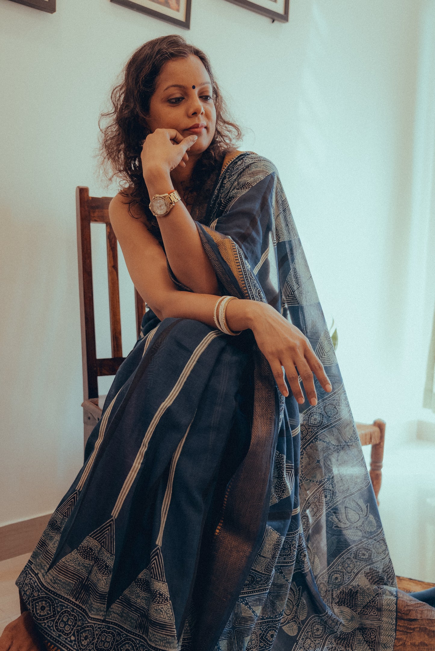 MADURAI COTTON AJRAKH (Zari Border & Pallu)