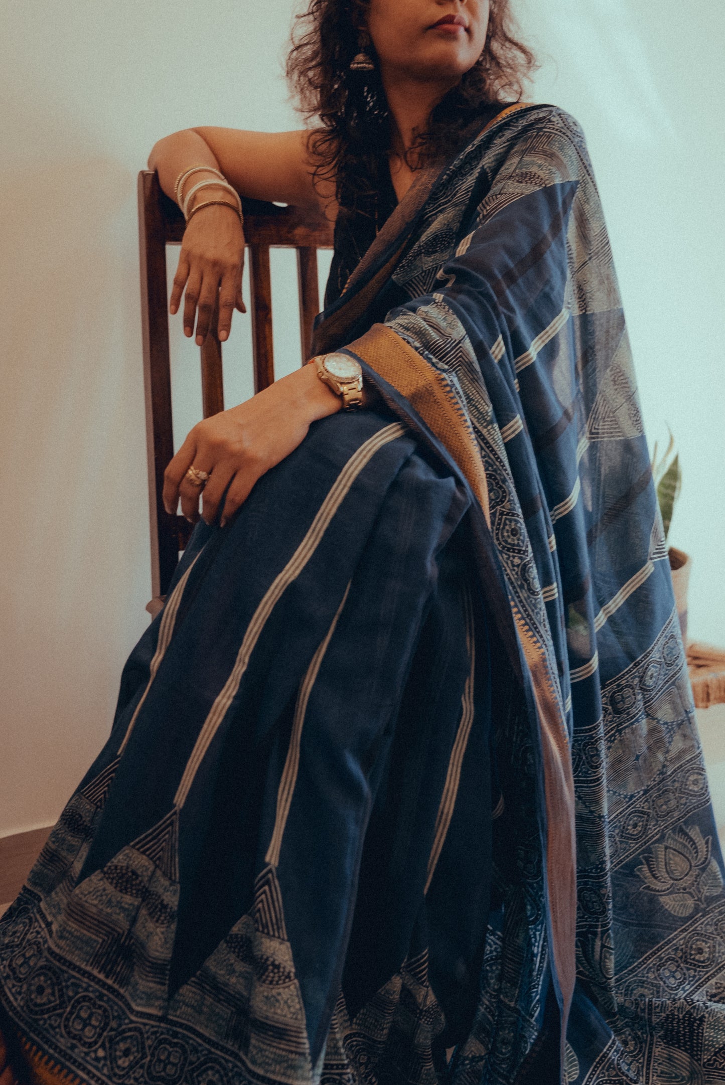 MADURAI COTTON AJRAKH (Zari Border & Pallu)