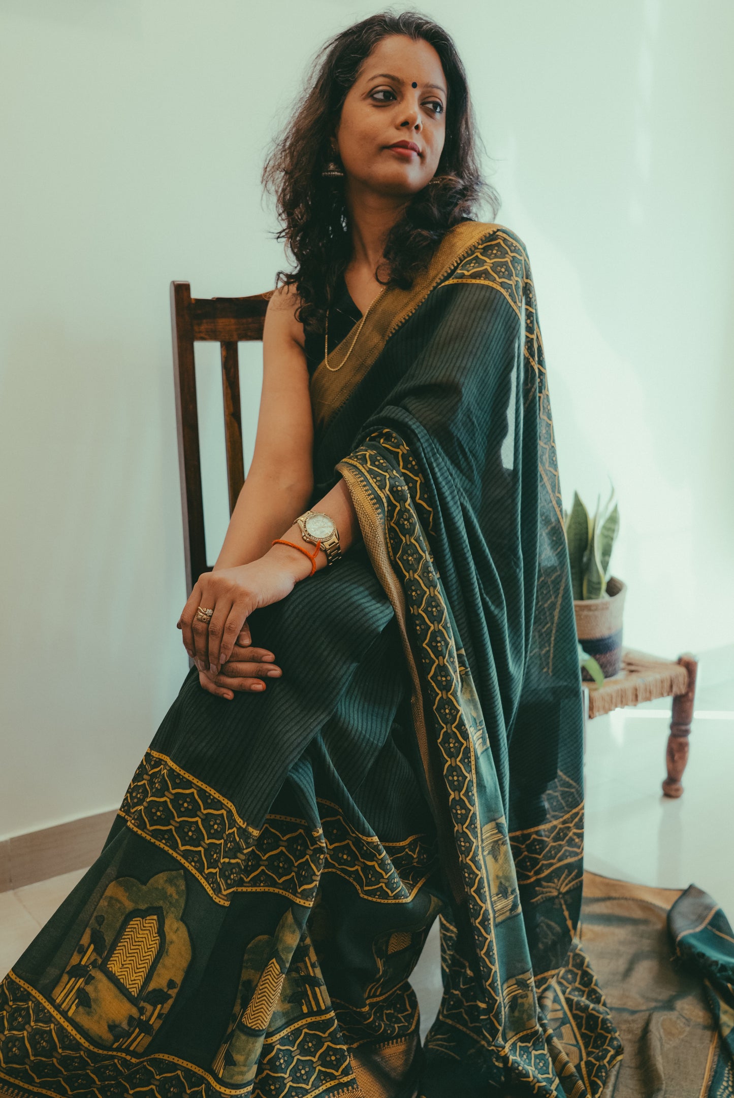 MADURAI COTTON AJRAKH (Zari Border & Pallu)