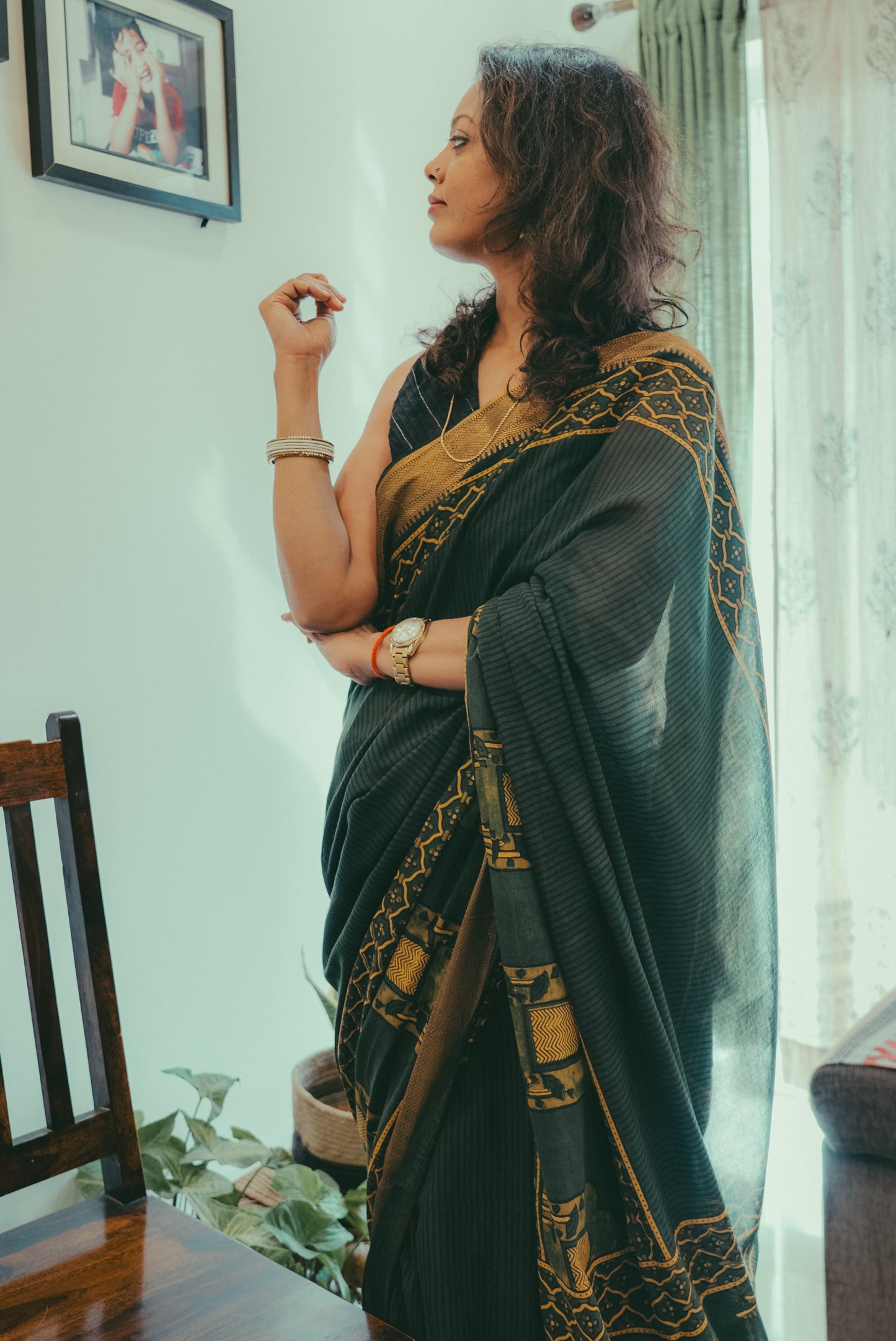 MADURAI COTTON AJRAKH (Zari Border & Pallu)