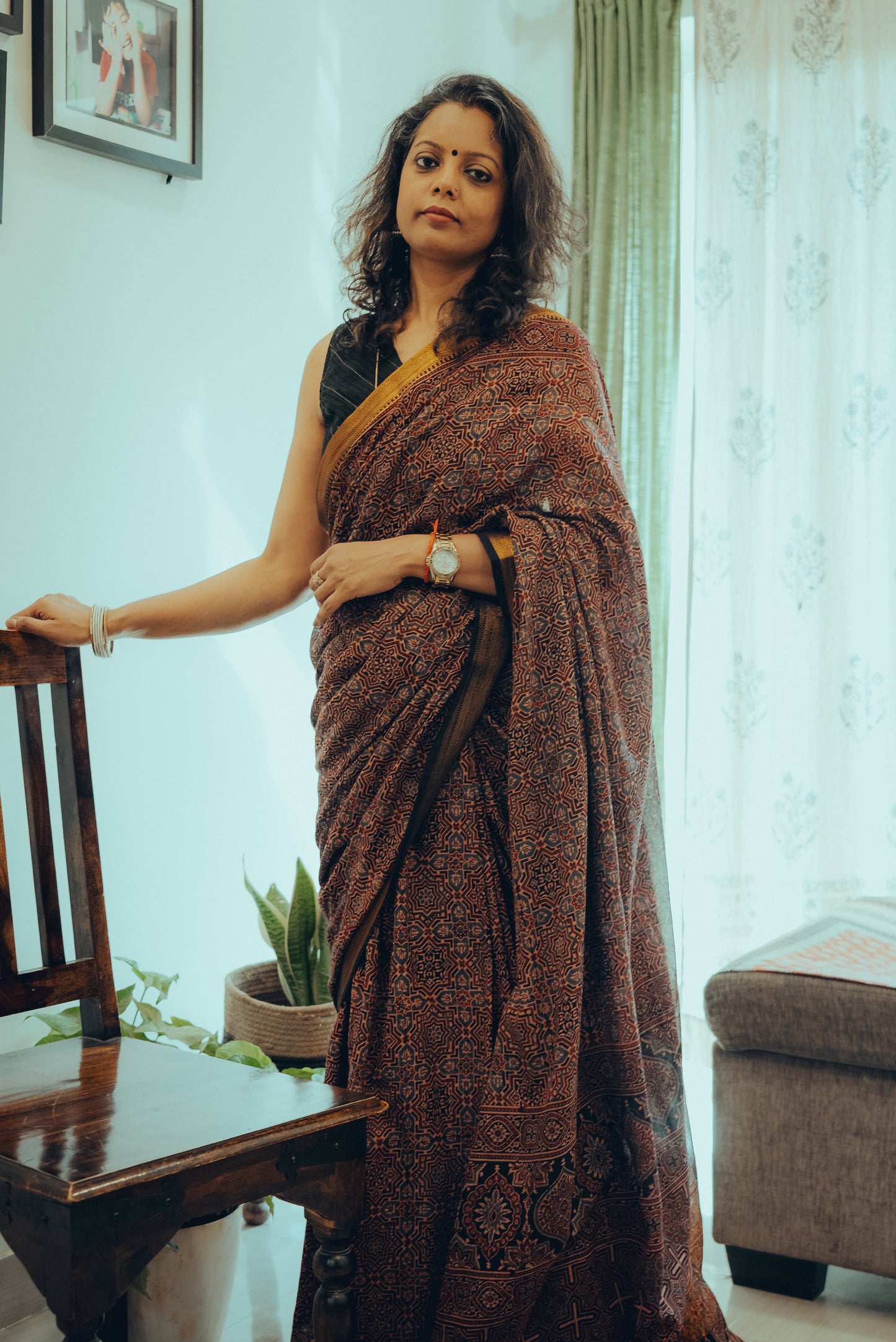 MADURAI COTTON AJRAKH (Zari Border & Pallu)