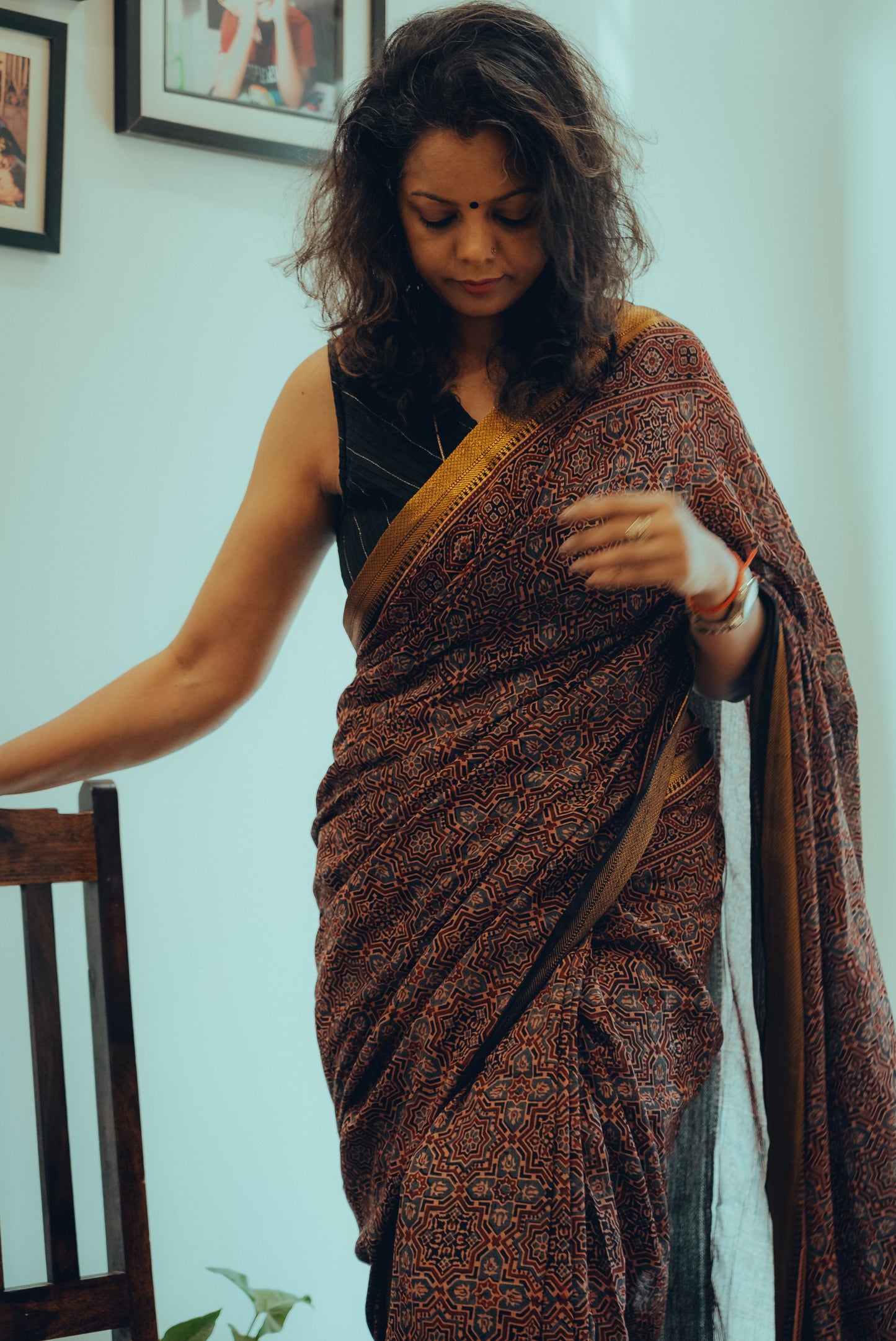 MADURAI COTTON AJRAKH (Zari Border & Pallu)