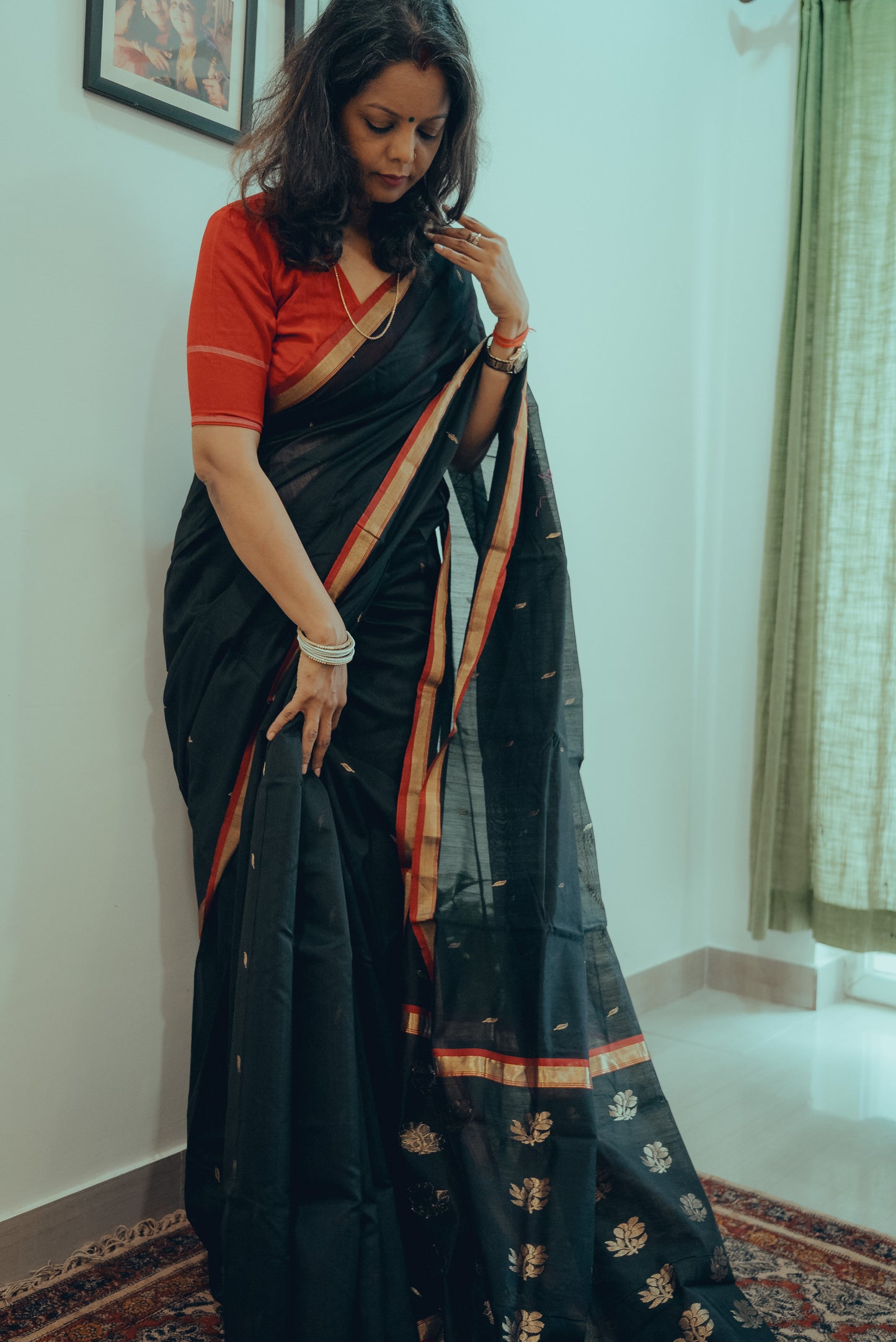 Handloom Zari Work Chanderi Saree